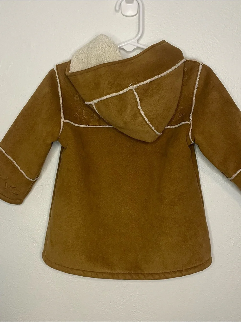 Baby GAP 12-18 Month Faux-Suede Hooded Coat with Sherpa Trim